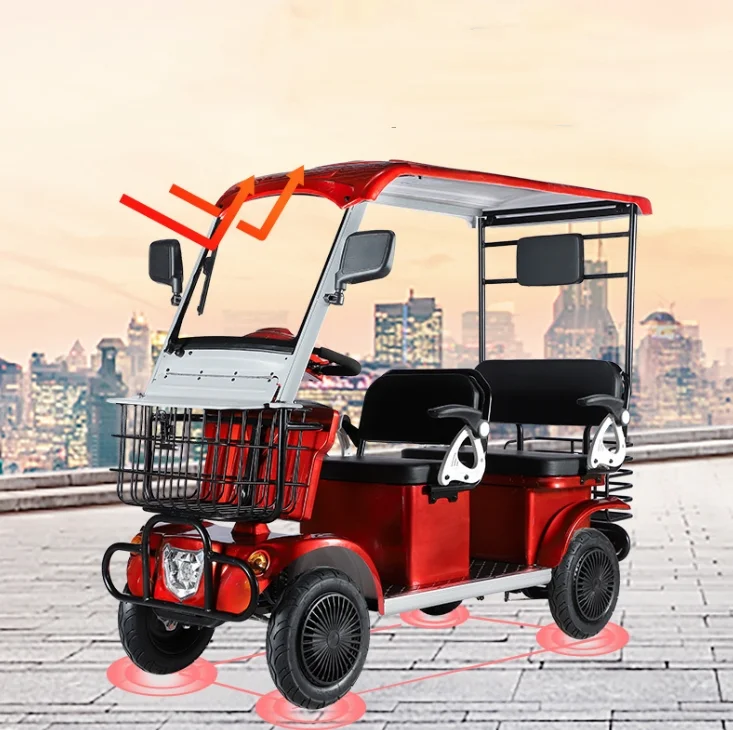 Household small pick-up and drop-off children old man moped battery car Four-wheel electric car with shed new elderly scooter