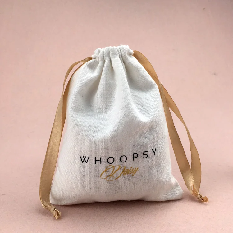Natural organic jewelry gift muslin pouch cotton drawstring shoe bag for christmas