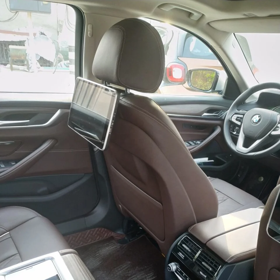 AZTON Car TV Rear Row Headrest Monitor Special For BMW Series 5 7 X5 X6 F15 F16 Android 12 Multimedia Touch Screen