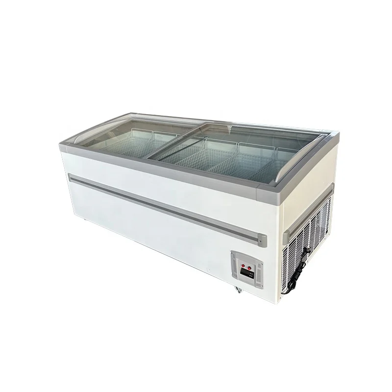 588L  Glass Door Deep Seafood Display Frozen Showcase Island Freezer For supermarket SD-588Y