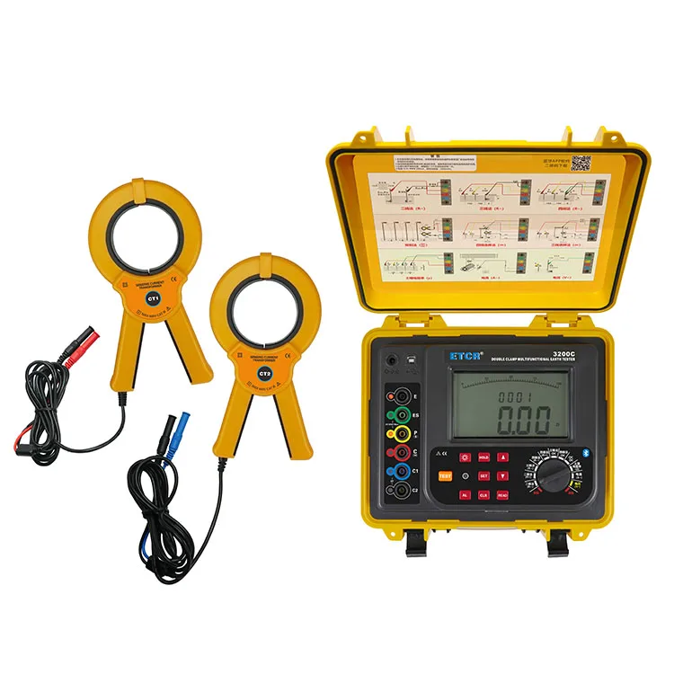 ETCR3200C  New Design Resistance Tester Waterproof Double Clamp Ground Resistance Meter Test Tool  With Big Screen