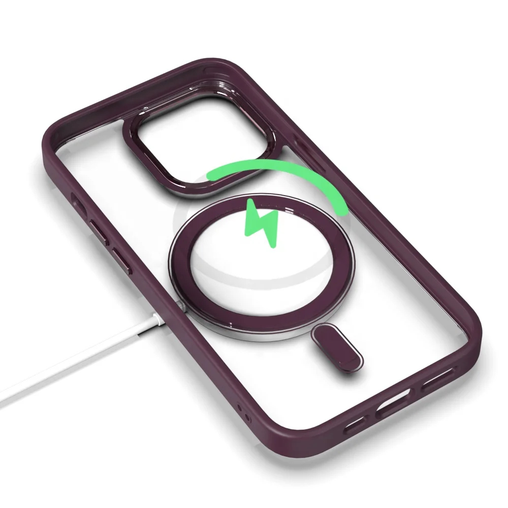 Color Magnet Ring Phone Case  For Magsafes Wireless Charging Clear Cell Phone Case For iPhone13 12 11 Magsafes Clear Metal Case