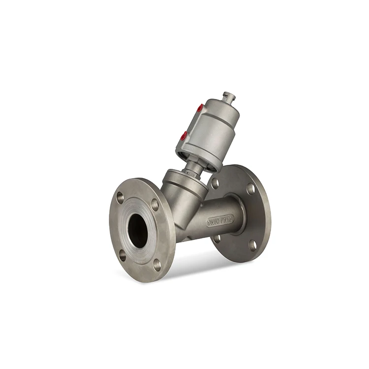 Flanged stainless steel angle seat dn15 - dn100 free state pneumatic valve for steam liquid oil