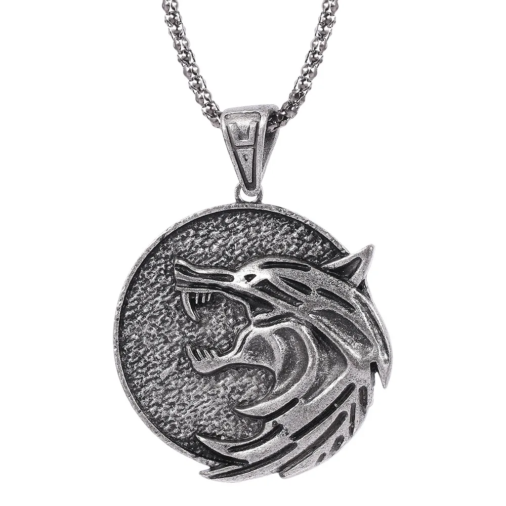 Games  Witcher 3 Surrounding Wolf Head Necklace Witcher Pendant necklace