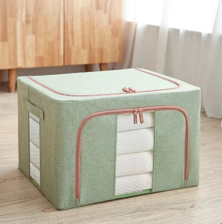 Steel frame storage box Household clothes organizer bag large Cotton and Linen Box