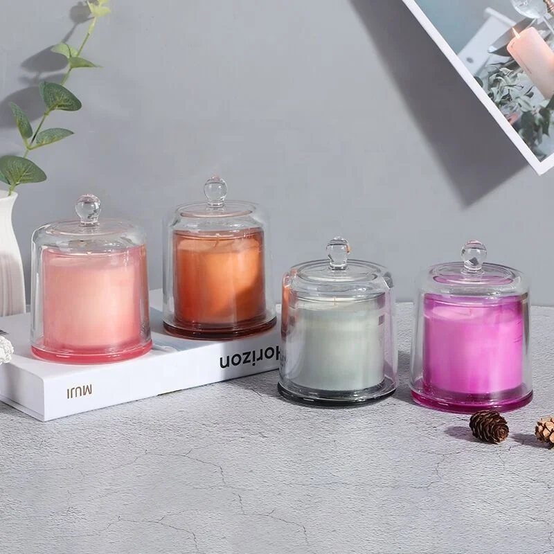 Good Quality Dome Candle Jars Container With Covers Empty Bell Shape Glass Candle Jars With Lids