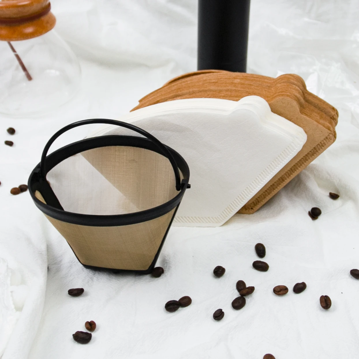 Krups Refillable Coffee Filter, Durable #4 Coffee Filter for Krups Brewer with 50pcs Paper Filter