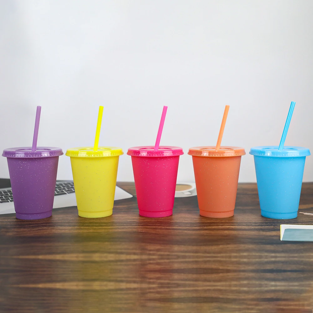 2021 mini plastic tumbler tea hooakh reusable ice coffee cups rost with lids and straw 16oz