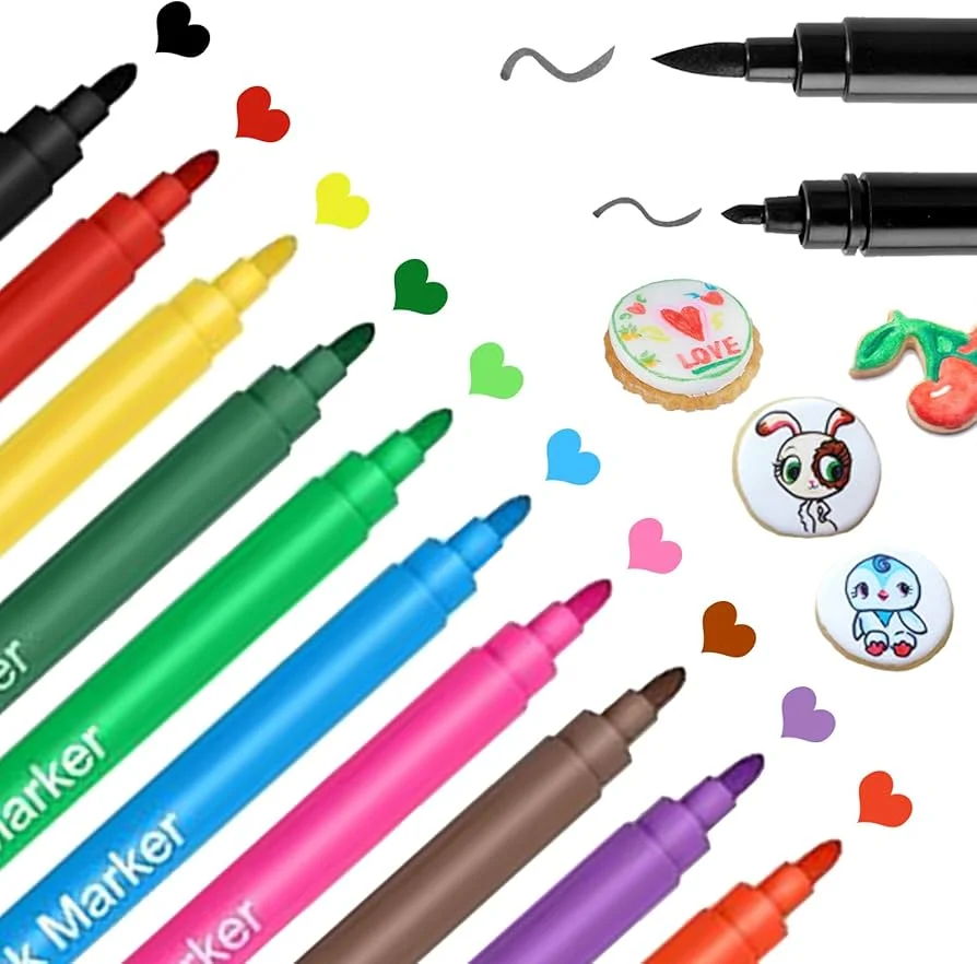 Food Coloring Pens Edible Markers Cookies Kids Fine Tip Food Grade Gourmet Writers for Easter Eggs Baking Painting Drawing