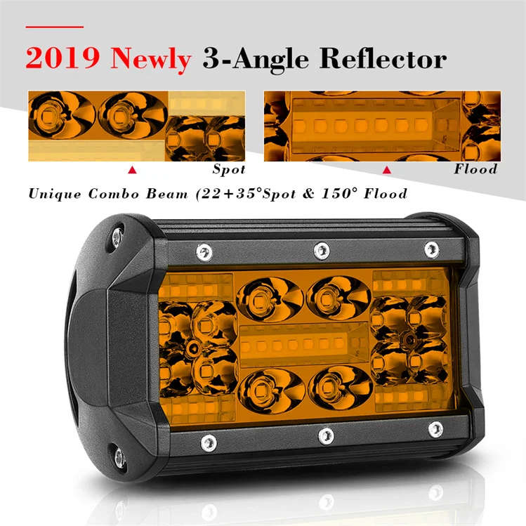 2 Pack Quad Row Triple Row Amber Color 12V 5 Inch 35W Trailer Reverse Lights