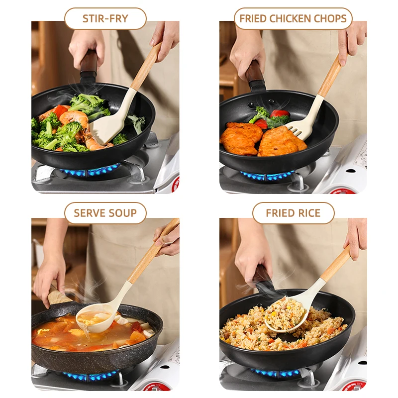 Premium Colorful Silicone Kitchen Utensils Wholesale Kitchen Cooking 11Pcs Silicone Utensils Sets