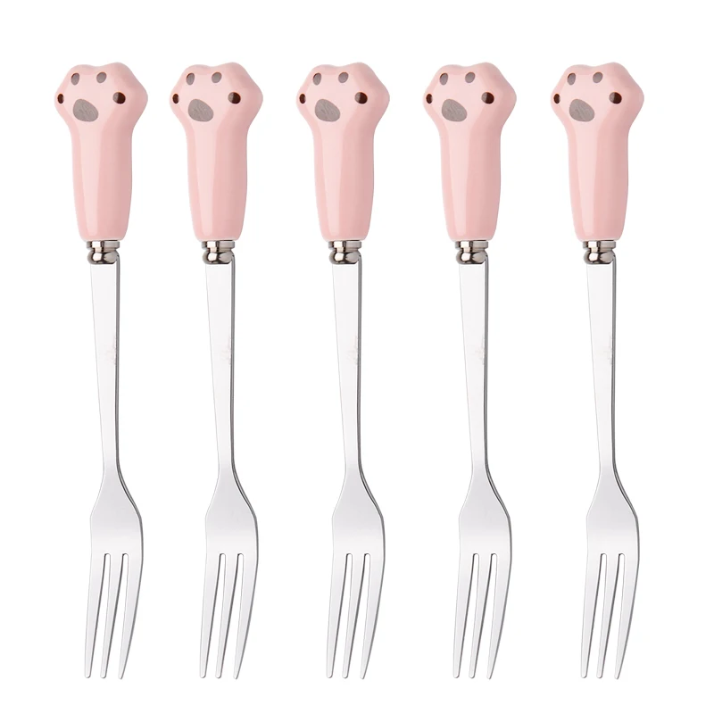 Ceramic cat claw handle flatware,cutlery gift for children