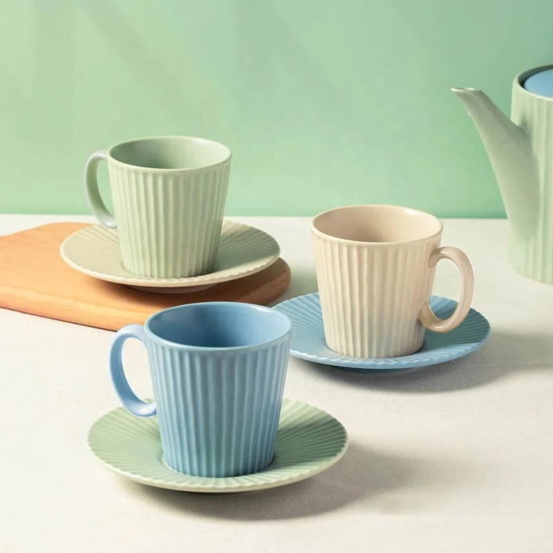 Ceramic Coffee Mug and Teapot with Serving Tray Gift Set Nordic Water Cups Tea Pot Kettle Suit Home Decoration