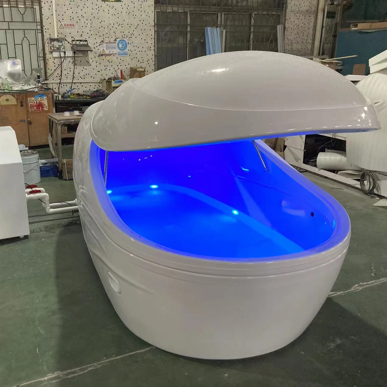 3D big Acrylic Epsom Salt Flotation water  massage Spa Sensory deprivation tank pod bed with led starlight touch screen filter