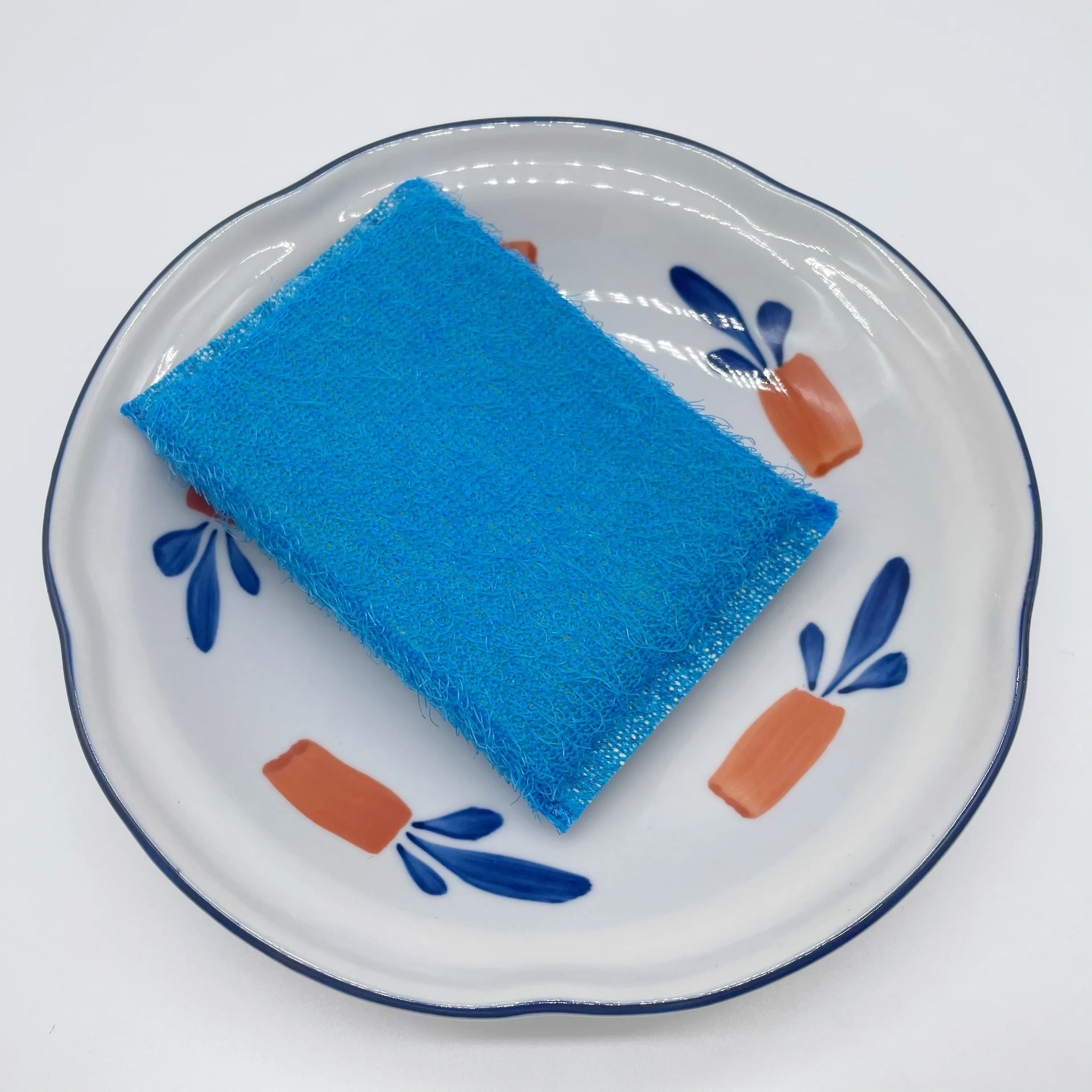 Kitchen cleaning Polyester polyester fiber abrasive net / mesh sponge scouring pad for metal utensils