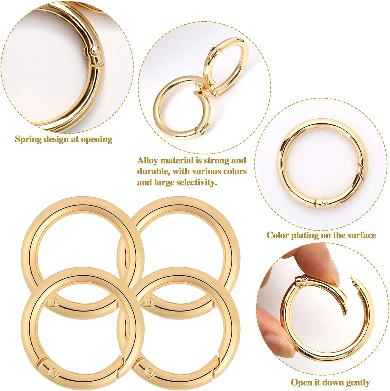 Support Customize 20 mm Alloy Round Ring Bag Accessories Clamp Clasp  Spring O ring Metal Round O Ring