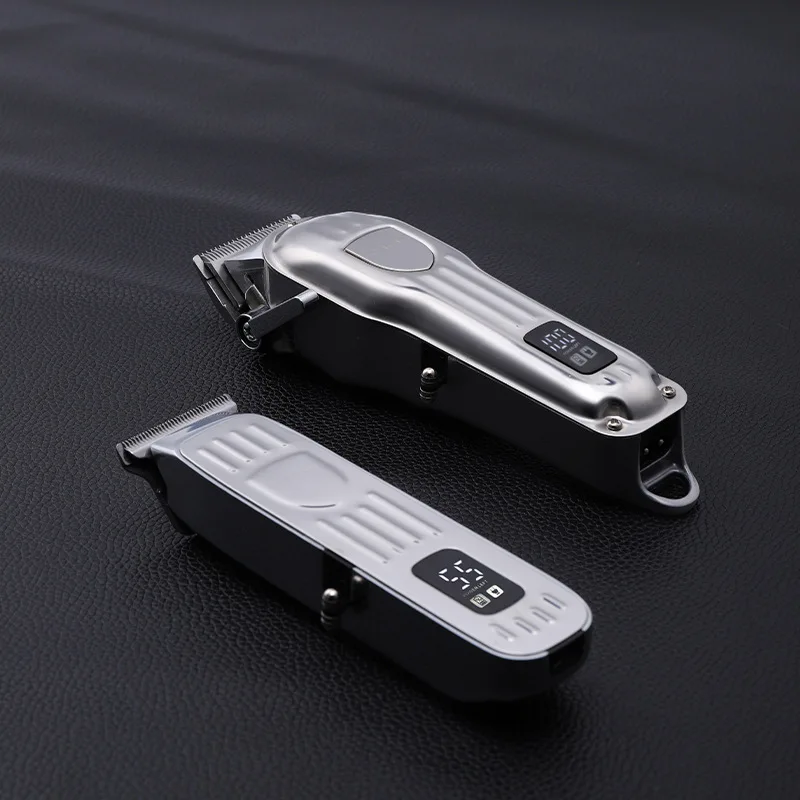 2021 New 3pcs Set Interchange Cordless Hair Trimmers Barber Hair Cutter LCD Stainless Blade Clippers Vintage Salon Cut Machine