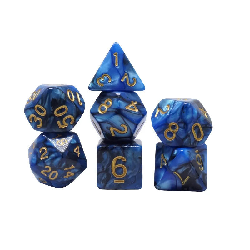 Polyhedral dice set two-color marble acrylic dice dnd game dice