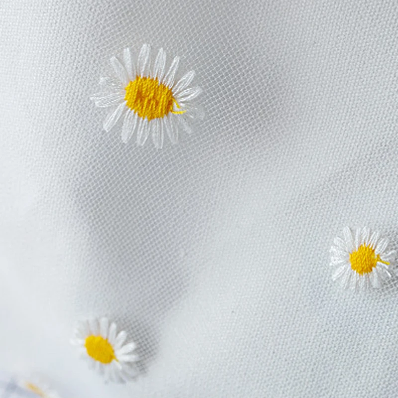 Custom casual floral tote bag embroidered lace daisy canvas fashion bags for ladies girls