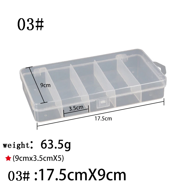 Customizable Fishing Tackle Box 6 Compartments Bait Lure Hook Storage Accessories Plastic Case Transparent