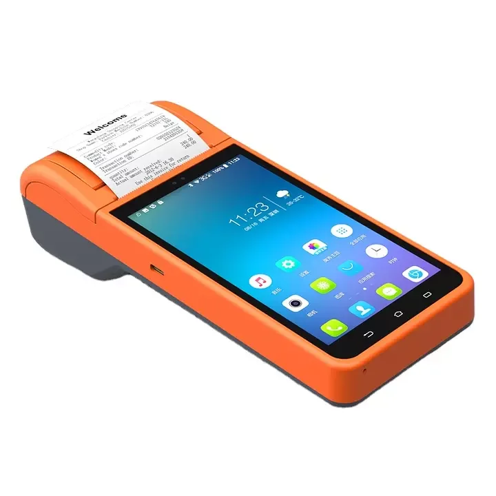 hot 5.5 Inch Mobile All In One Smart Pos Payment Terminals Machine Systems Handheld Android Terminal PDA Pos System with Printer