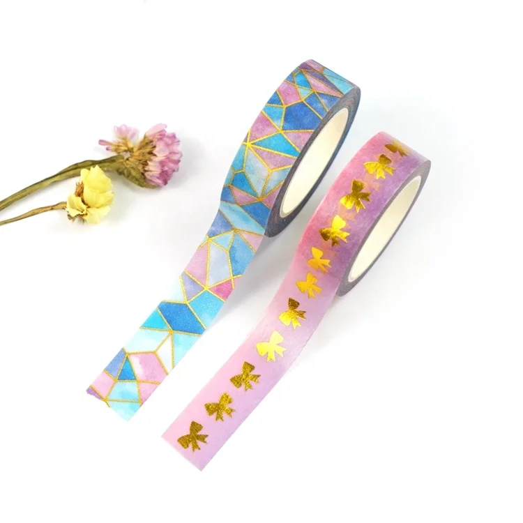 Vast Gifts Wholesale Custom Cute Kawaii Gold Silver Foil Printed Paper Adhesive Washi Tape For DIY