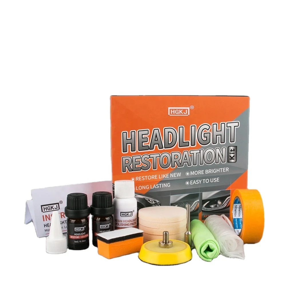 High Quality HGKJ Headlight Restoration Kit Liquid Taillight Restorer Headlights Restoration Set with Sponge for Car Lamp Repair
