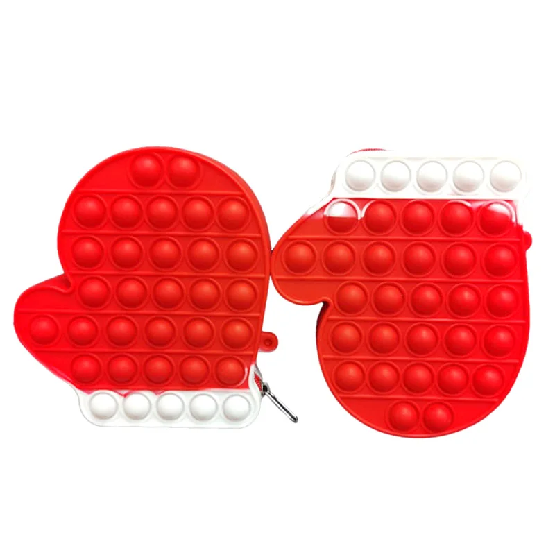 New Christmas Hat Silicone Coin Bag kids Stress Relief Bubbles Small Silicone Bags Custom Student Coin Purse