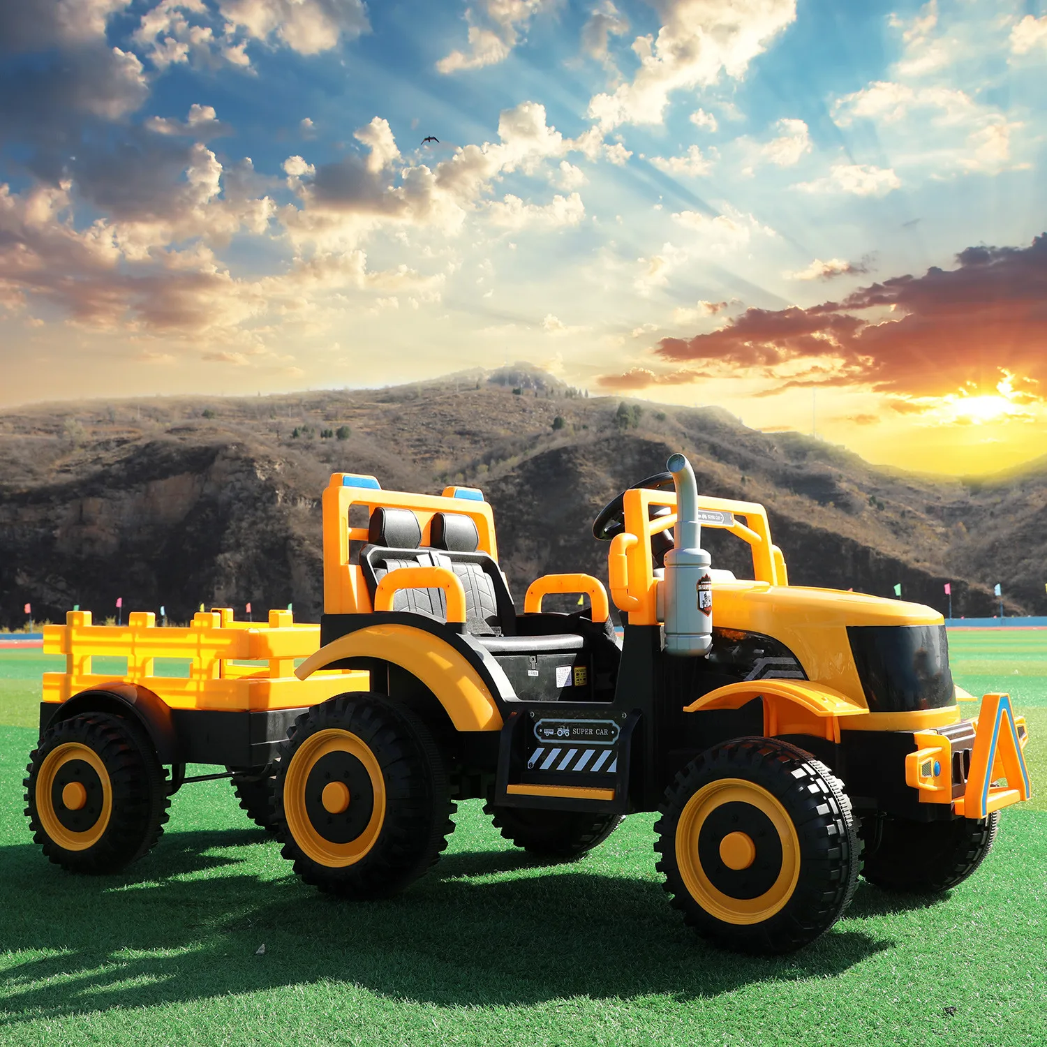 China factory wholesale good quality kids pedal tractors ride on car electric tractor for kids ride with bucket for children