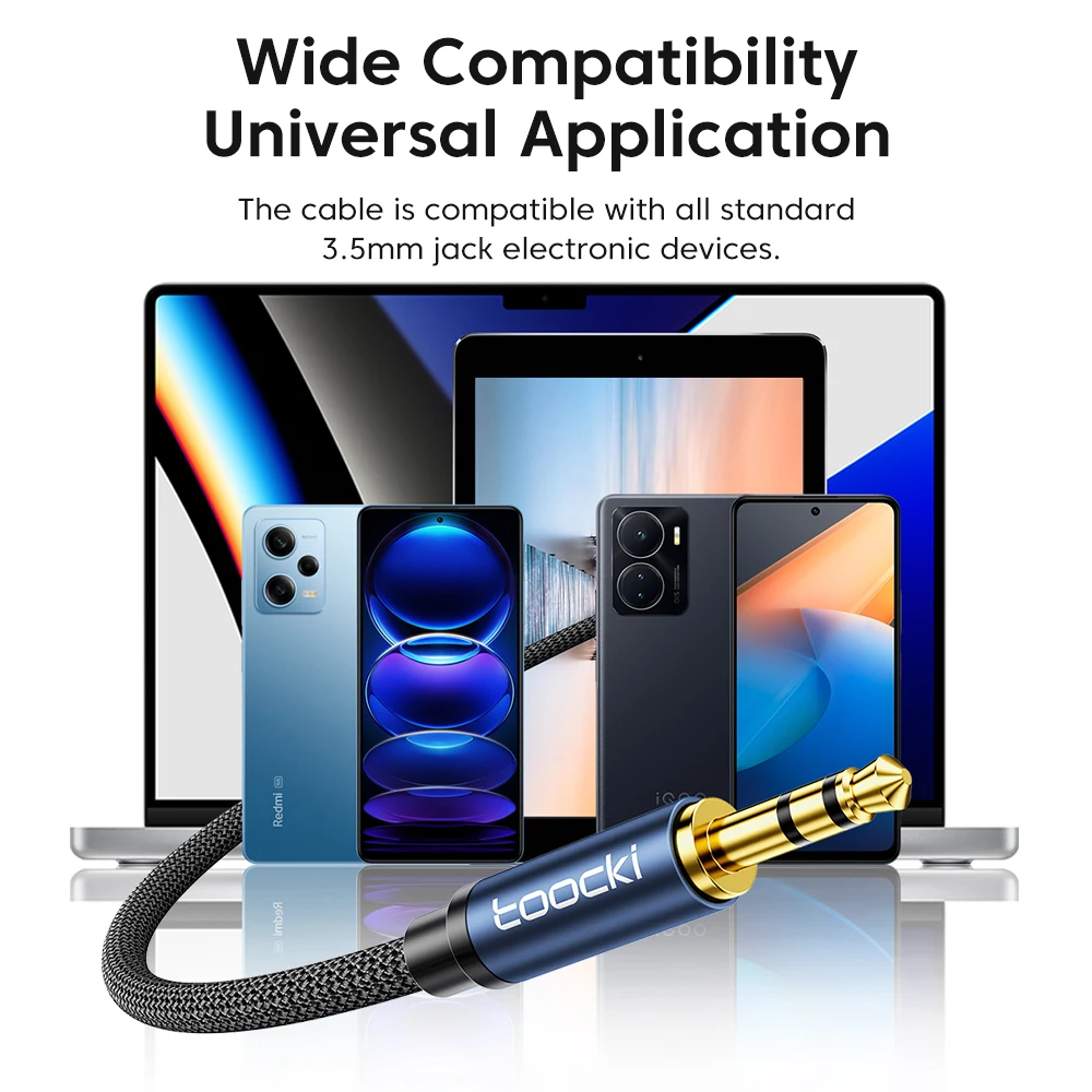 Toocki Best Seller 0.5m 1m 2m 3m 5m Aux Cord Headphone Audio Jack Cable Auxiliary Cable 3.5mm Male to Female Aux Cable