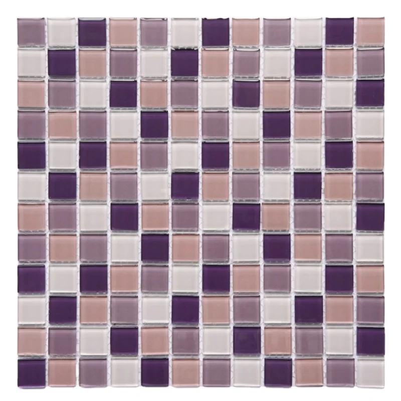 Stock Romantic Pink Purple Glass Mosaic Wall Tile Interior Decoration