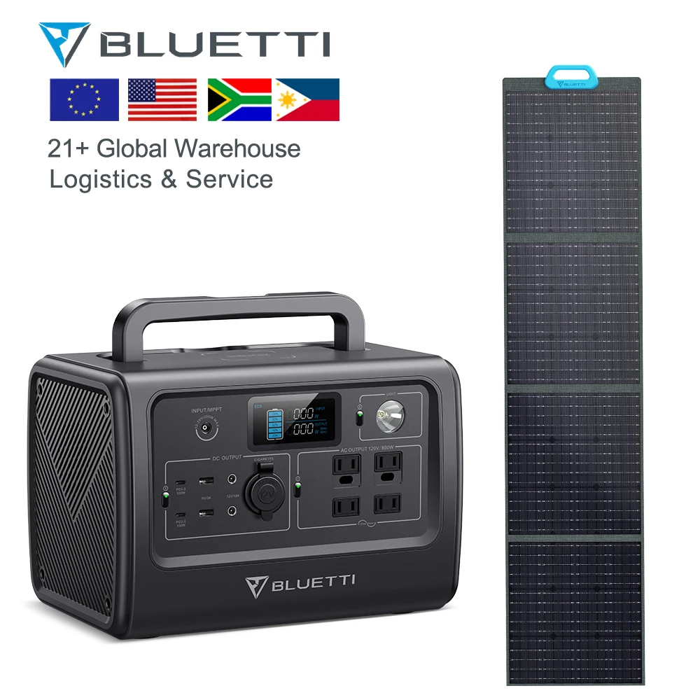 Bluetti EB70 Solar Generator PV120 Solar Panels Alternator Power Station For Home Backup Outdoor Camping