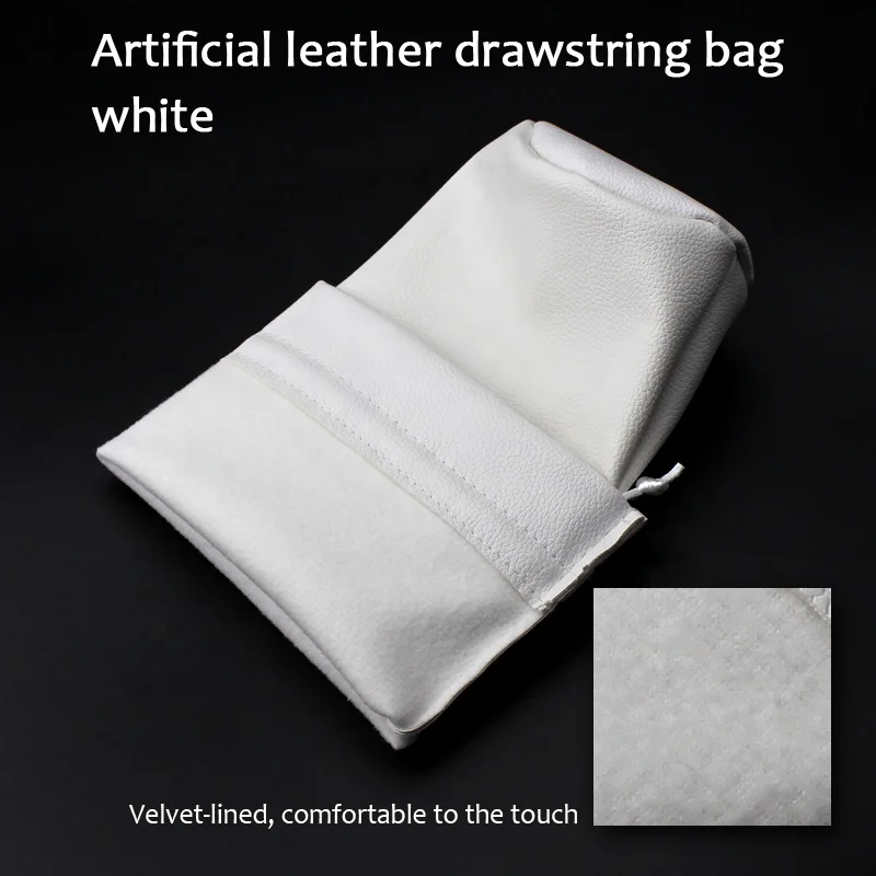 Luxurious Custom PU Leather Pouch Cosmetic Drawstring Bag Round Bottom Bag