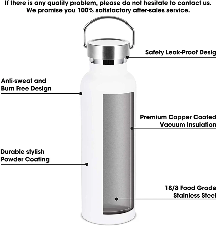 Powder Coated Vacuum Insulated Stainless Steel Wide Mouth Sports Water Bottle