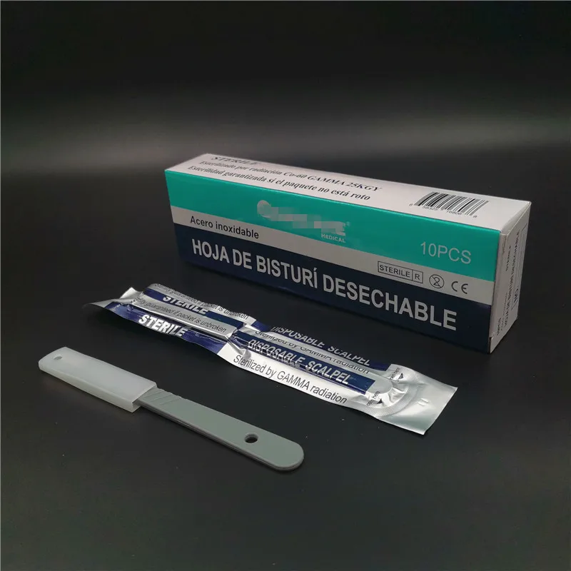 Disposable Sterile Surgical Stainless Steel Scalpel Blade with Plastic Handle