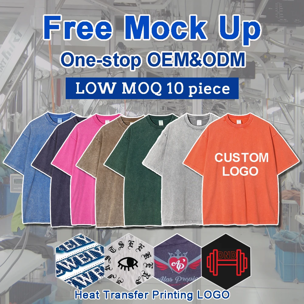 100 Cotton Drop Shoulder Chenille Letter Embroidery T Shirt Manufacturer Streetwear T-Shirts Men Custom Printing Heavy Cotton