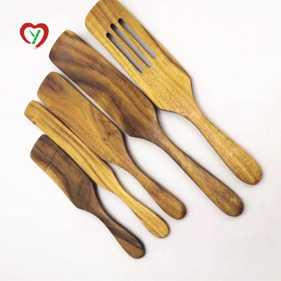 Handmade Custom Bamboo Acacia Wooden Spurtles Sets Spatula Stirring Kitchen Utensils Tools