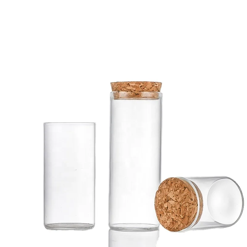 Borosilicate Clear Mini bottles with Cork Test Tube 50ml 60ml 80ml 90ml 100ml 150ml 200ml 240ml 260ml Glass Bottle with Cork