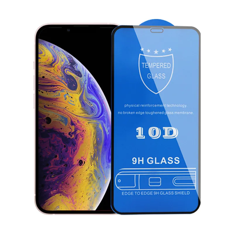 Protective Film 10D Tempered Glass For Iphone 11 12 13 Mini Pro Max For Iphone 6 7 8 Plus Full Glue Cover Guard 9H Protector