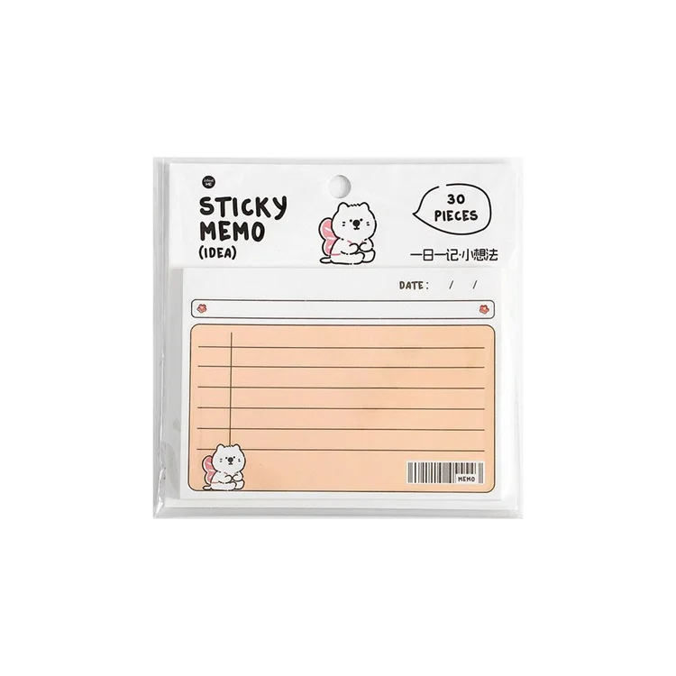 Wholesale Custom Kawaii Magnetic Self-Adhesive Memo Note Tabs Paper Logo Printed School Use Custom Sticky Note Kawaii Pad