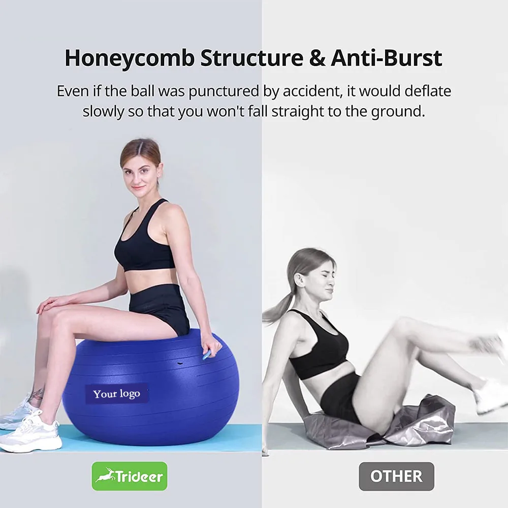 High Quality Multi Color Anti-burst Yoga Ball Slip resistance fitness custom sized pvc Pilates Yoga Ball
