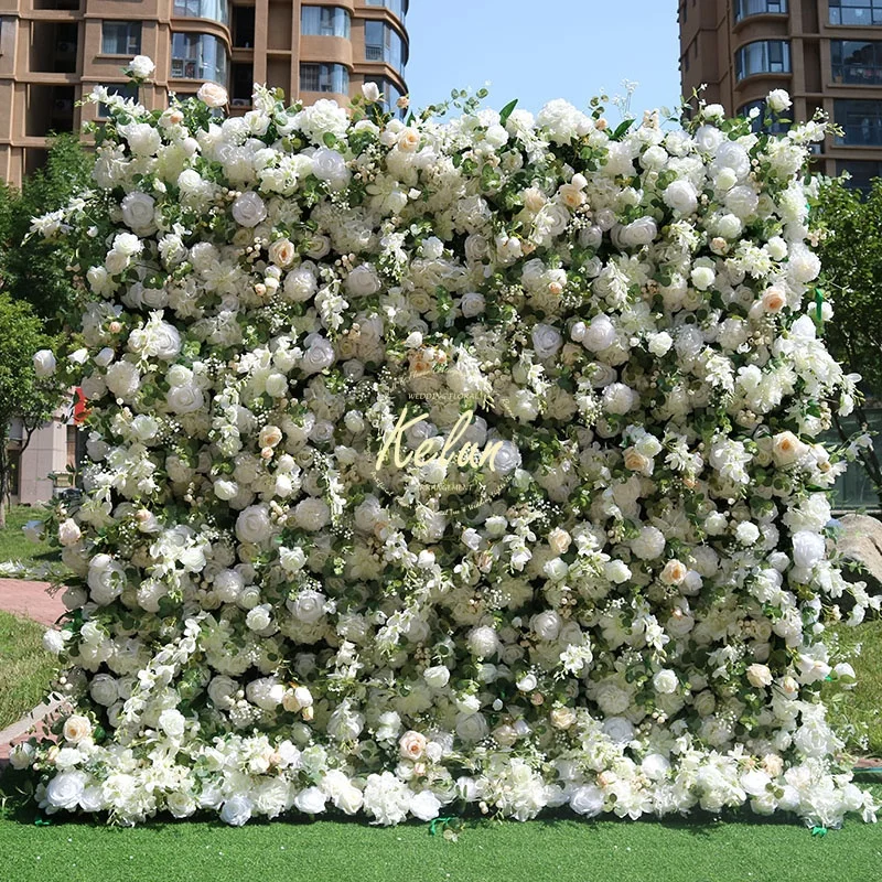 KE-WA010 Wholesale artificial silk flower wall decoration 8ft x 8ft roll up flower wall backdrop wedding 3d 5d flower wall