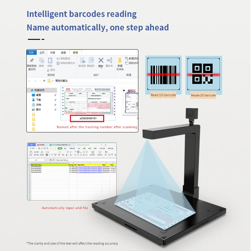 Portable OCR A4 Document Scanner document camera Auto Focus Document scanner with Dual Camera