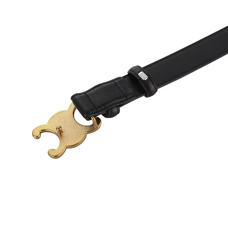 Wholesale Explosive Double C Triumph Belt Smooth Buckle Leather Belt Fashion Leather Thin Belt For Women