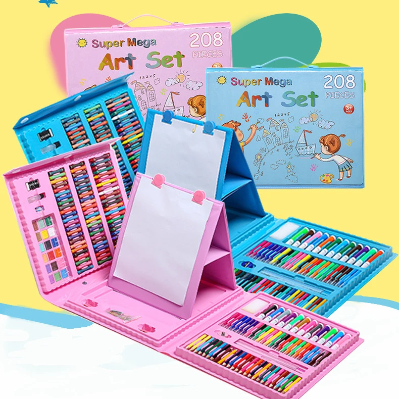 Joybox Watercolor Brush Child Pen kid color art 208 180 150 pcs stationery set for drawing and creativity Case Kids Art Set