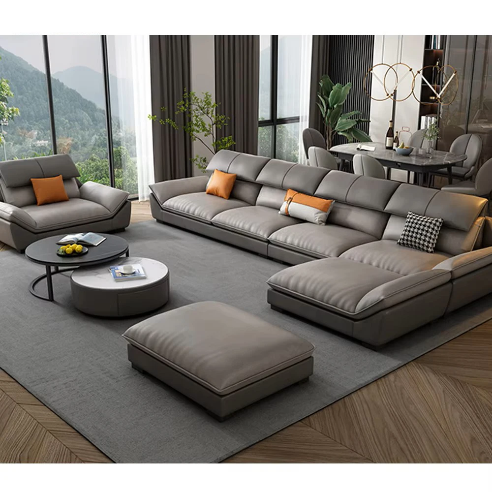 Latest Design Sectional Leather Italian Sofa Set Corner Couches Home Furniture Luxury Couch Living Room Sofas