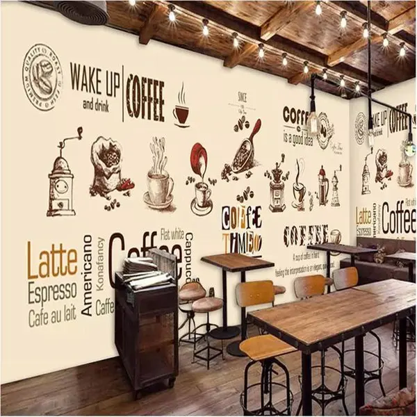 personalized modern wallpaper for fast food restaurant decoration