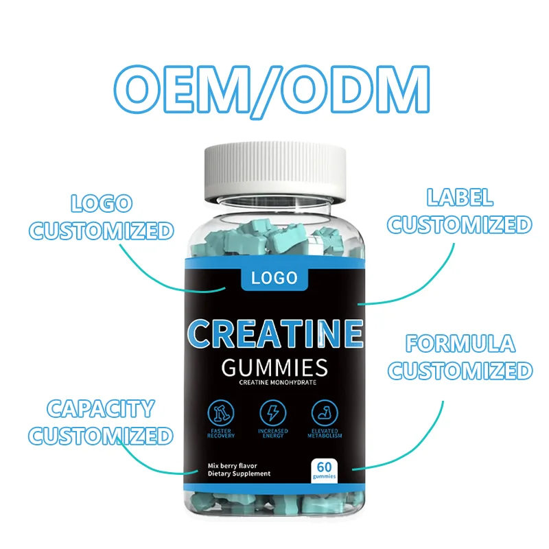 OEM Private Label Creatine Monohydrate Pre Workout Supplement Gummies MultiVitamin Sugar Free Custom Creatine Electrolyte Gummy