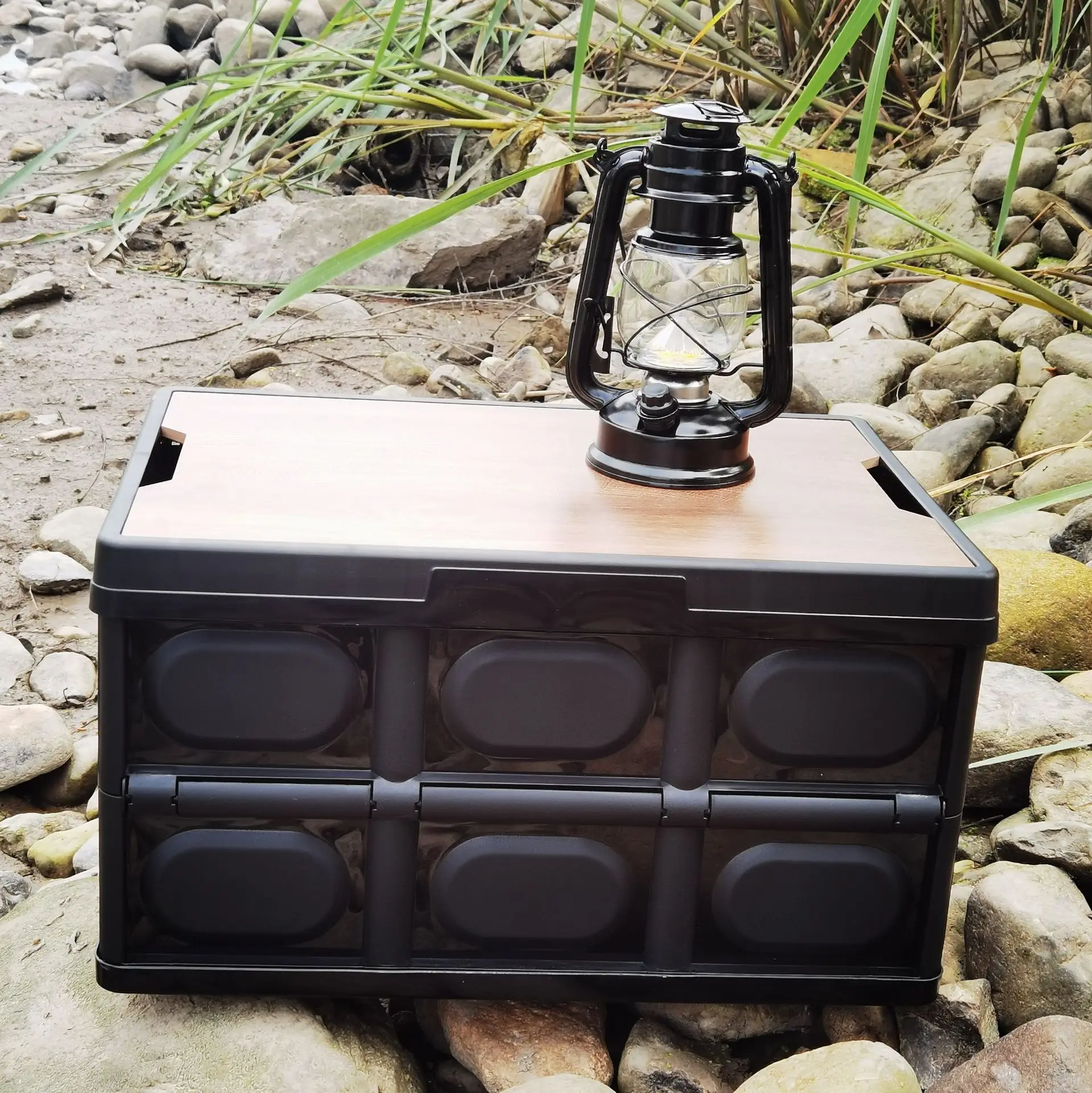 Multi-function outdoor camping 30L 55L Plastic Folding Storage Box stackable Collapsible crate Bin Boxes with