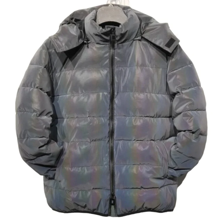 Topgeat customization new style spring autumn men custom logo  hi vis reflective rainbow puffer jackets for outside activities